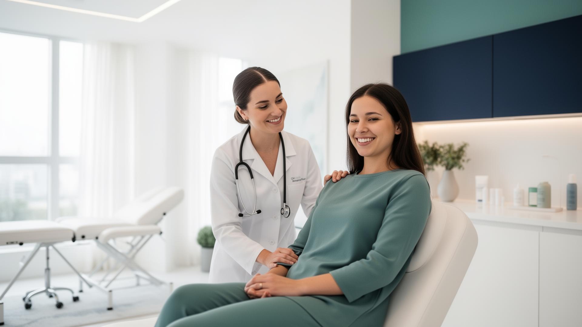 Chiropractor caring for a smiling patient in a modern wellness clinic